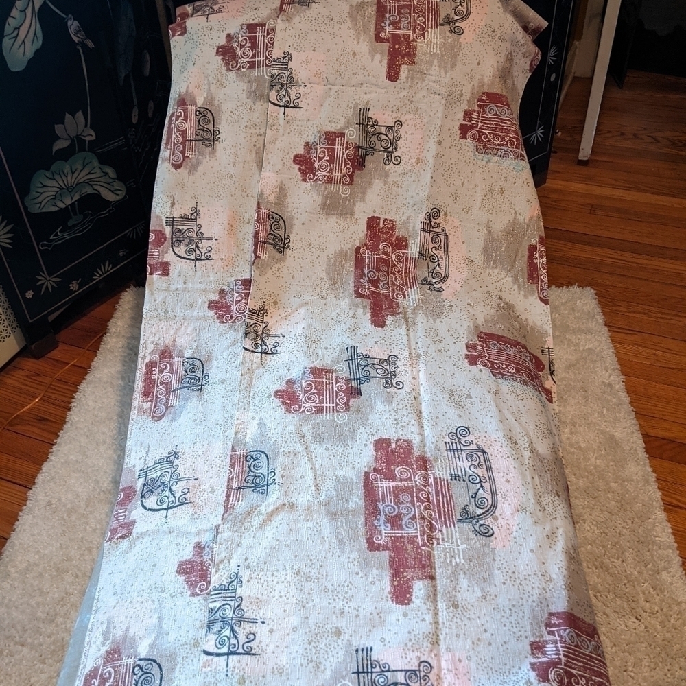 PAIR of Vintage 1950s Bark Cloth Curtains